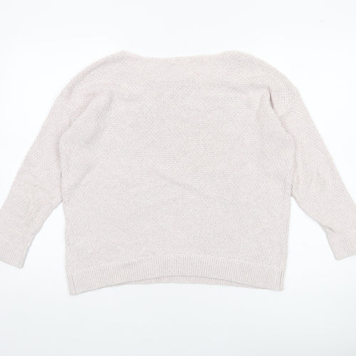 Fat Face Women's Beige Knit Jumper Size 12 Relaxed Fit