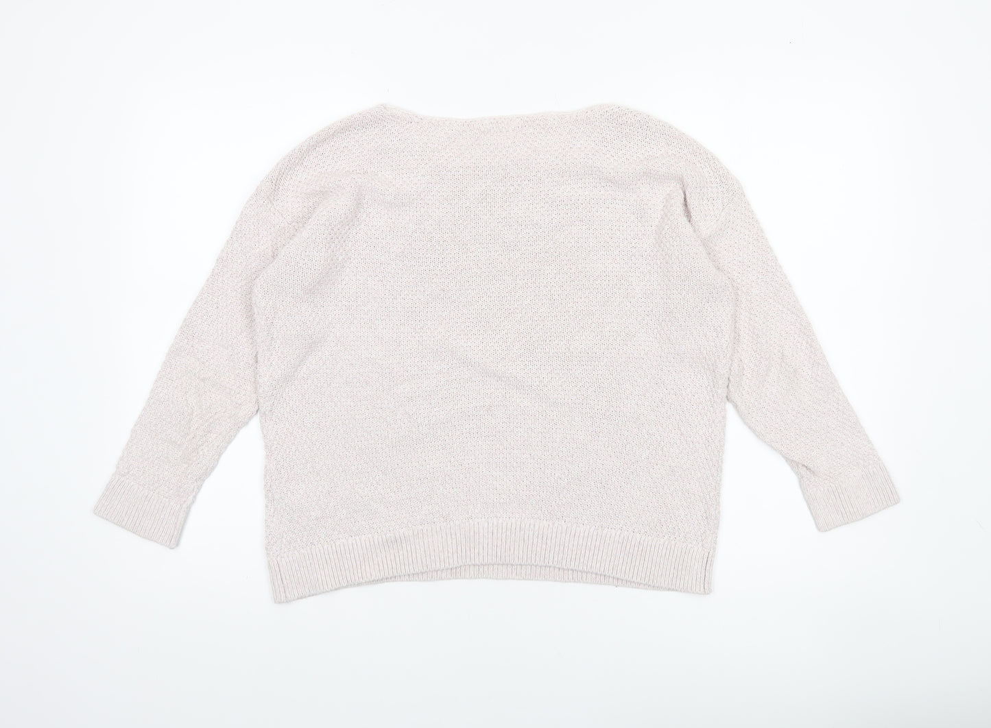 Fat Face Women's Beige Knit Jumper Size 12 Relaxed Fit