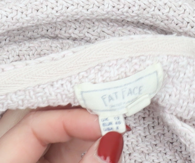 Fat Face Women's Beige Knit Jumper Size 12 Relaxed Fit