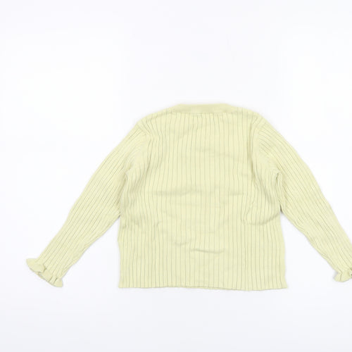 H&M Girls Yellow Ribbed Pullover Jumper UK 2-4 Years Viscose Blend Crew Neck