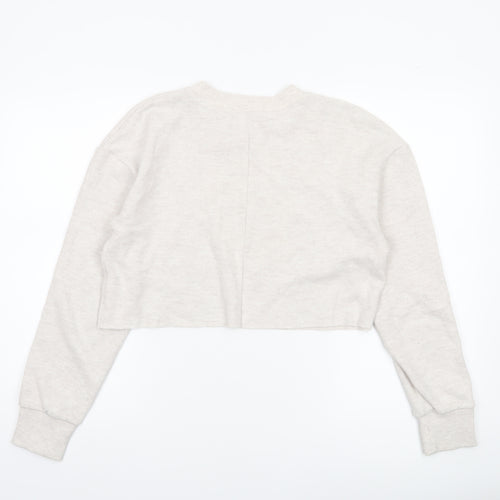 Zara Women Beige Cropped Long Sleeve Jersey T-Shirt Size S