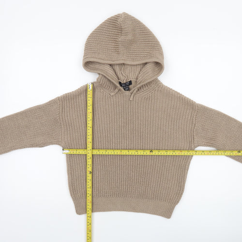 New Look Teens Beige Chunky Knit Hooded Pullover Jumper Size 14