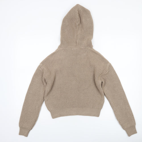 New Look Teens Beige Chunky Knit Hooded Pullover Jumper Size 14