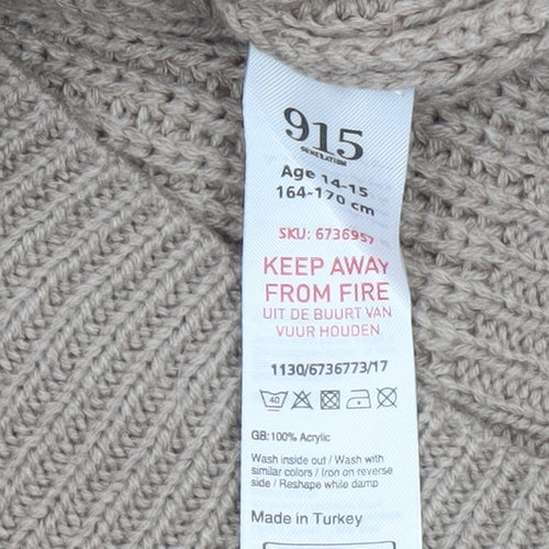 New Look Teens Beige Chunky Knit Hooded Pullover Jumper Size 14