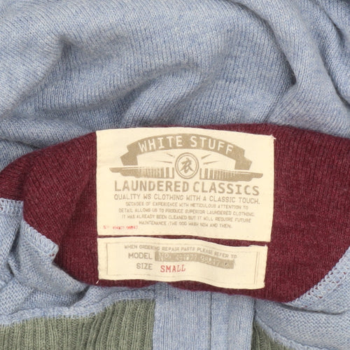 White Stuff Men’s Blue 1/4 Zip Cotton Cashmere Jumper Small
