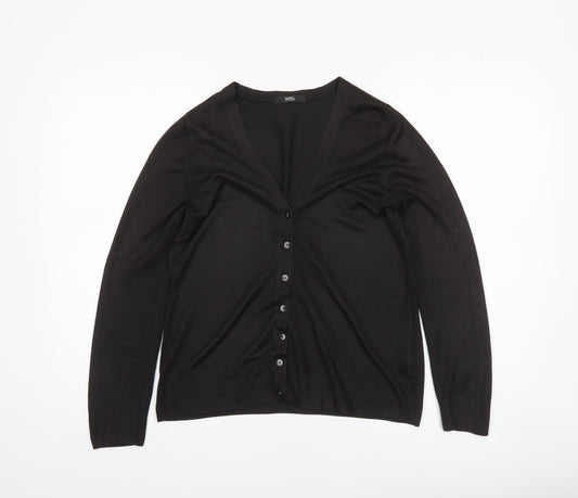Marks and Spencer Womens Black Cardigan Size 10 V-Neck Knit