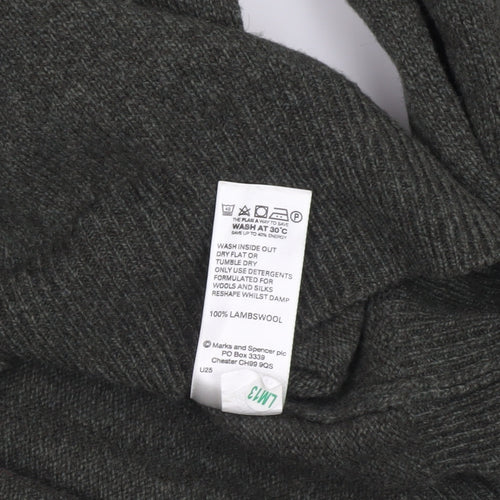 Marks and Spencer Men's Green Lambswool V-Neck Jumper Size L