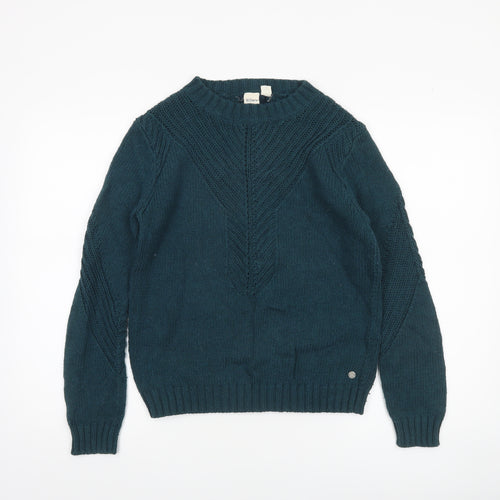 Roxy Womens Green XS Full Zip Knit Crew Neck Jumper