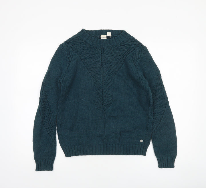 Roxy Womens Green XS Full Zip Knit Crew Neck Jumper