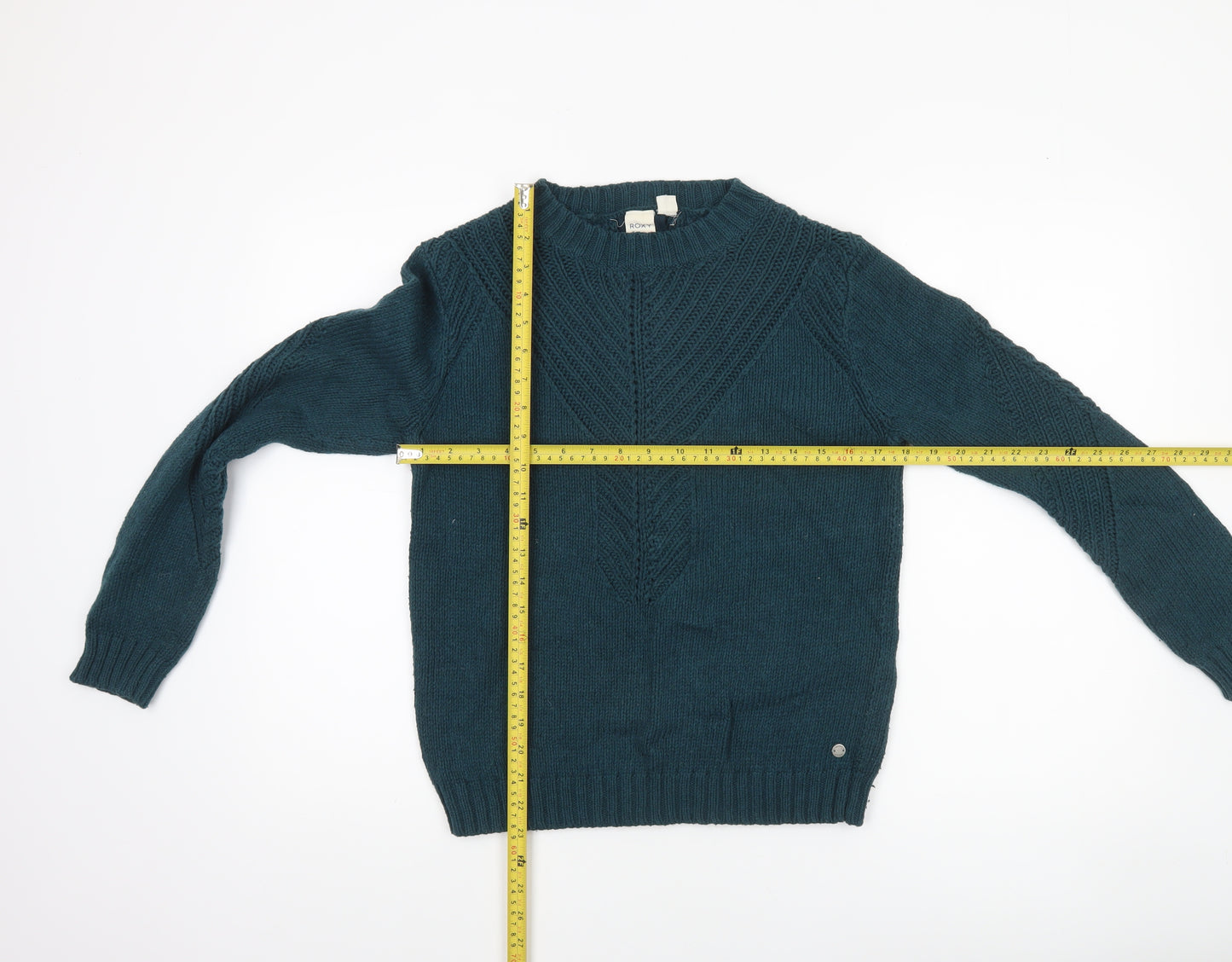 Roxy Womens Green XS Full Zip Knit Crew Neck Jumper