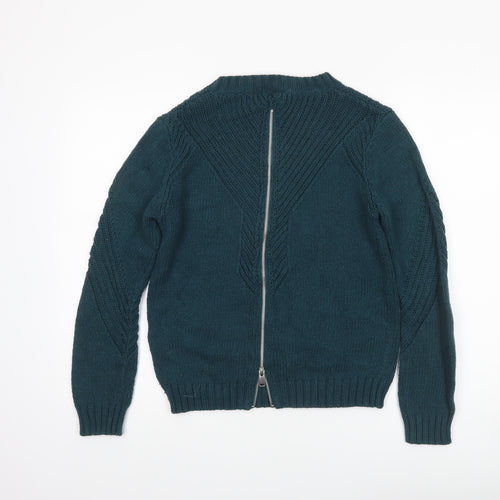 Roxy Womens Green XS Full Zip Knit Crew Neck Jumper