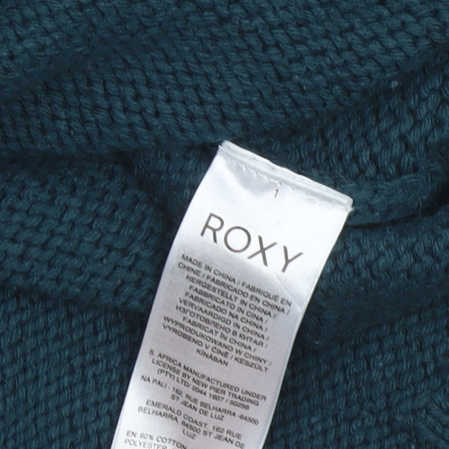 Roxy Womens Green XS Full Zip Knit Crew Neck Jumper