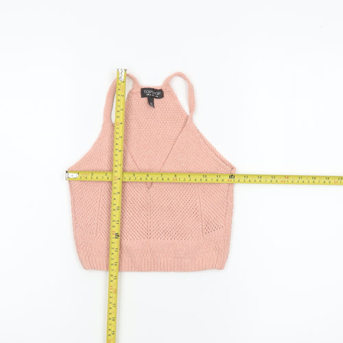 Topshop Women's Pink Knit Camisole Crop Tank Top Size 8