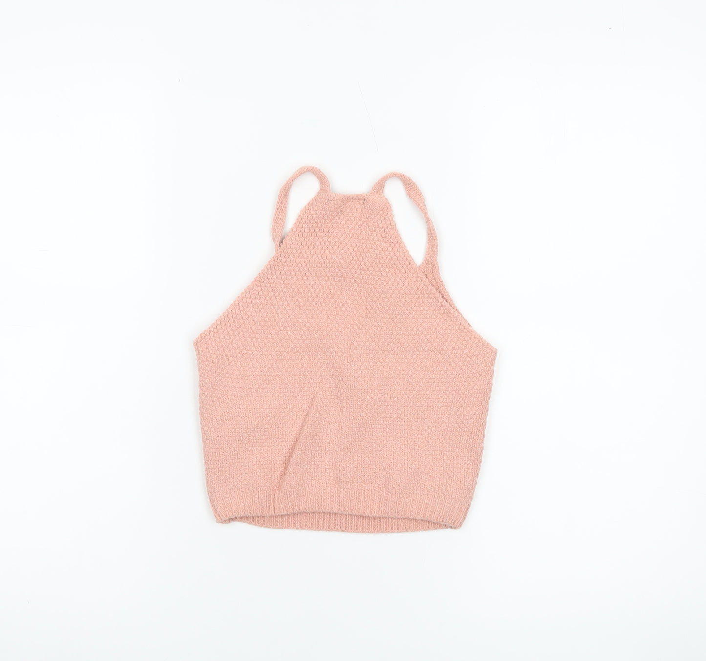 Topshop Women's Pink Knit Camisole Crop Tank Top Size 8