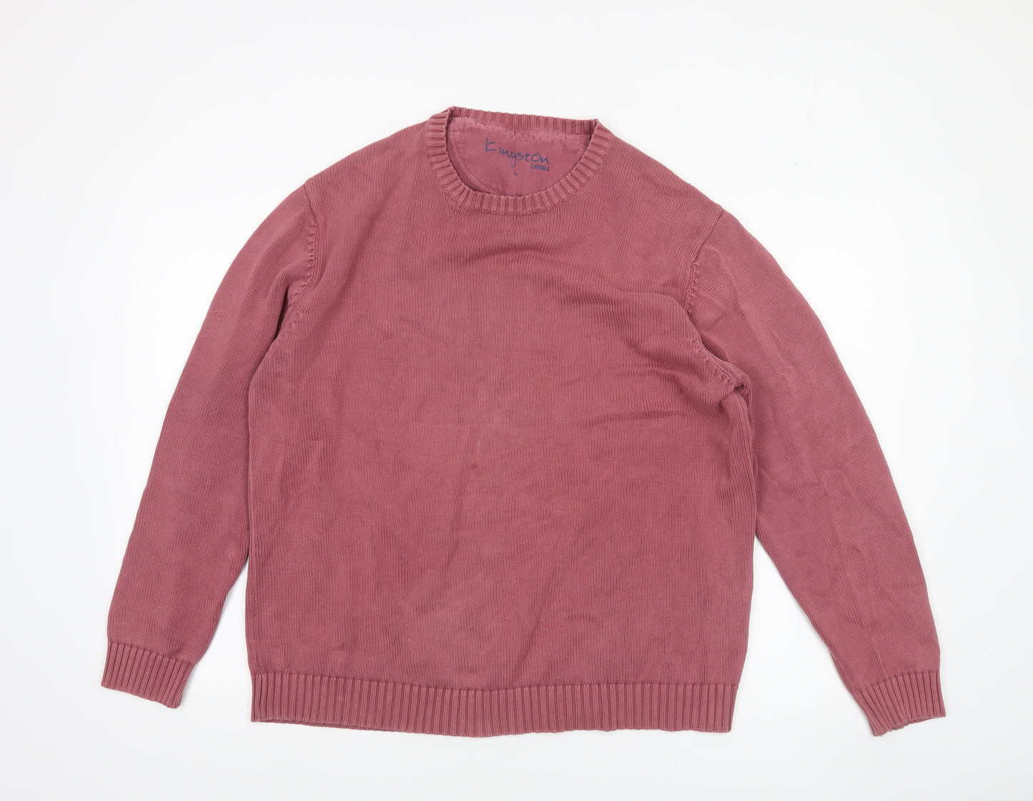 Kingston Casuales Men's Pink Cotton Crew Neck Jumper Size L