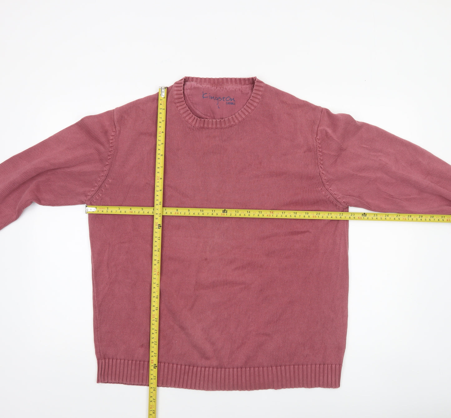 Kingston Casuales Men's Pink Cotton Crew Neck Jumper Size L