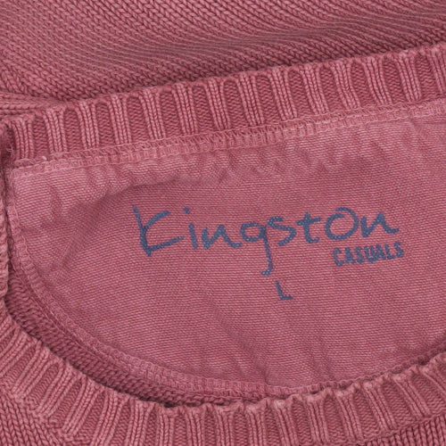Kingston Casuales Men's Pink Cotton Crew Neck Jumper Size L