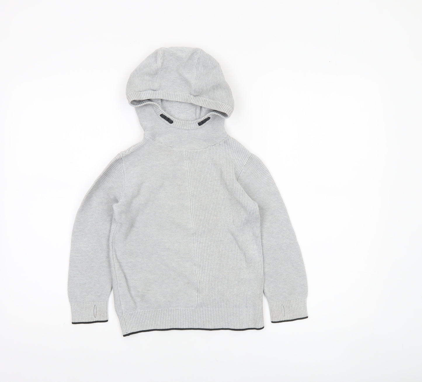 Next Boys Grey Hooded Cotton Pullover Jumper 6 Years