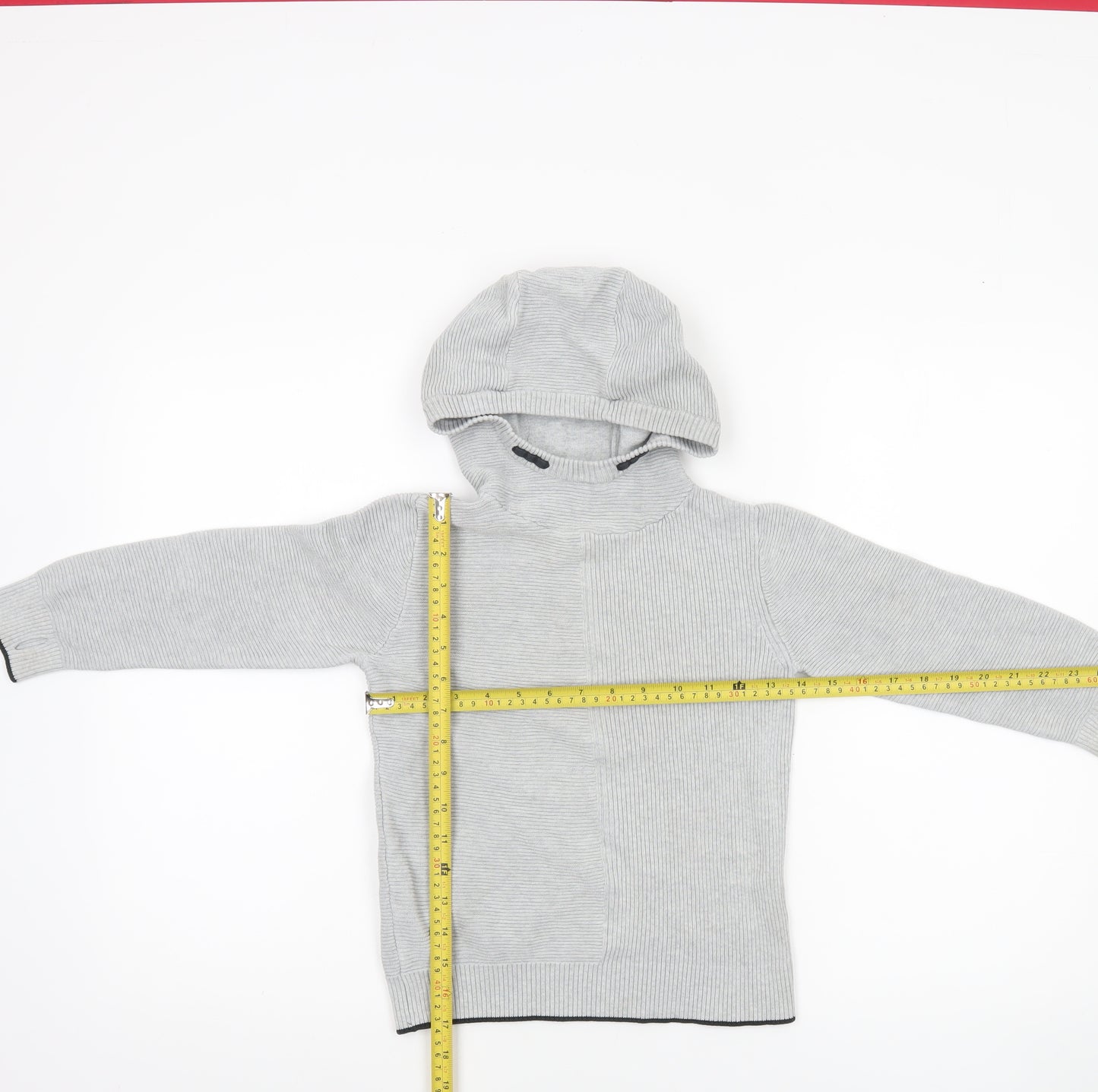 Next Boys Grey Hooded Cotton Pullover Jumper 6 Years