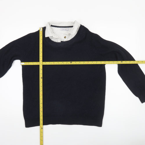 Marks and Spencer Womens Black Size 14 Cotton Crew Neck Long Sleeve Jumper
