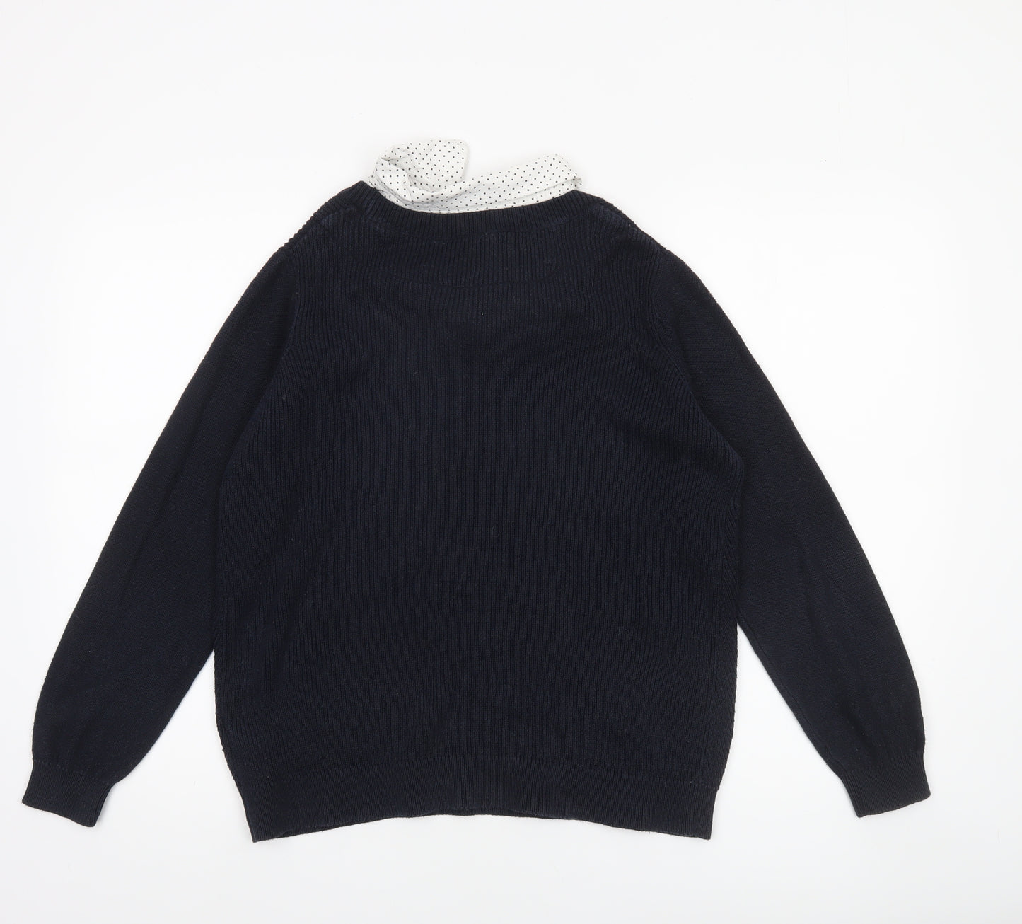 Marks and Spencer Womens Black Size 14 Cotton Crew Neck Long Sleeve Jumper