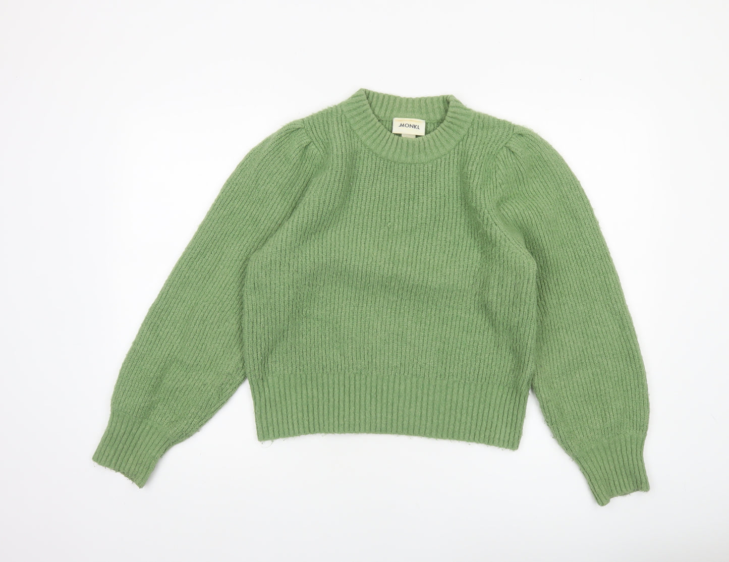 Monki Women’s Green Crew Neck Knit Pullover Jumper Size 12