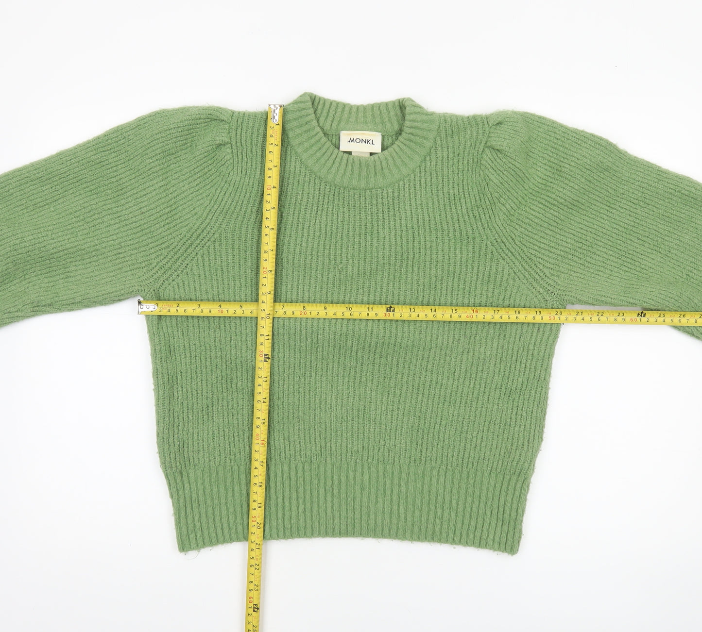 Monki Women’s Green Crew Neck Knit Pullover Jumper Size 12