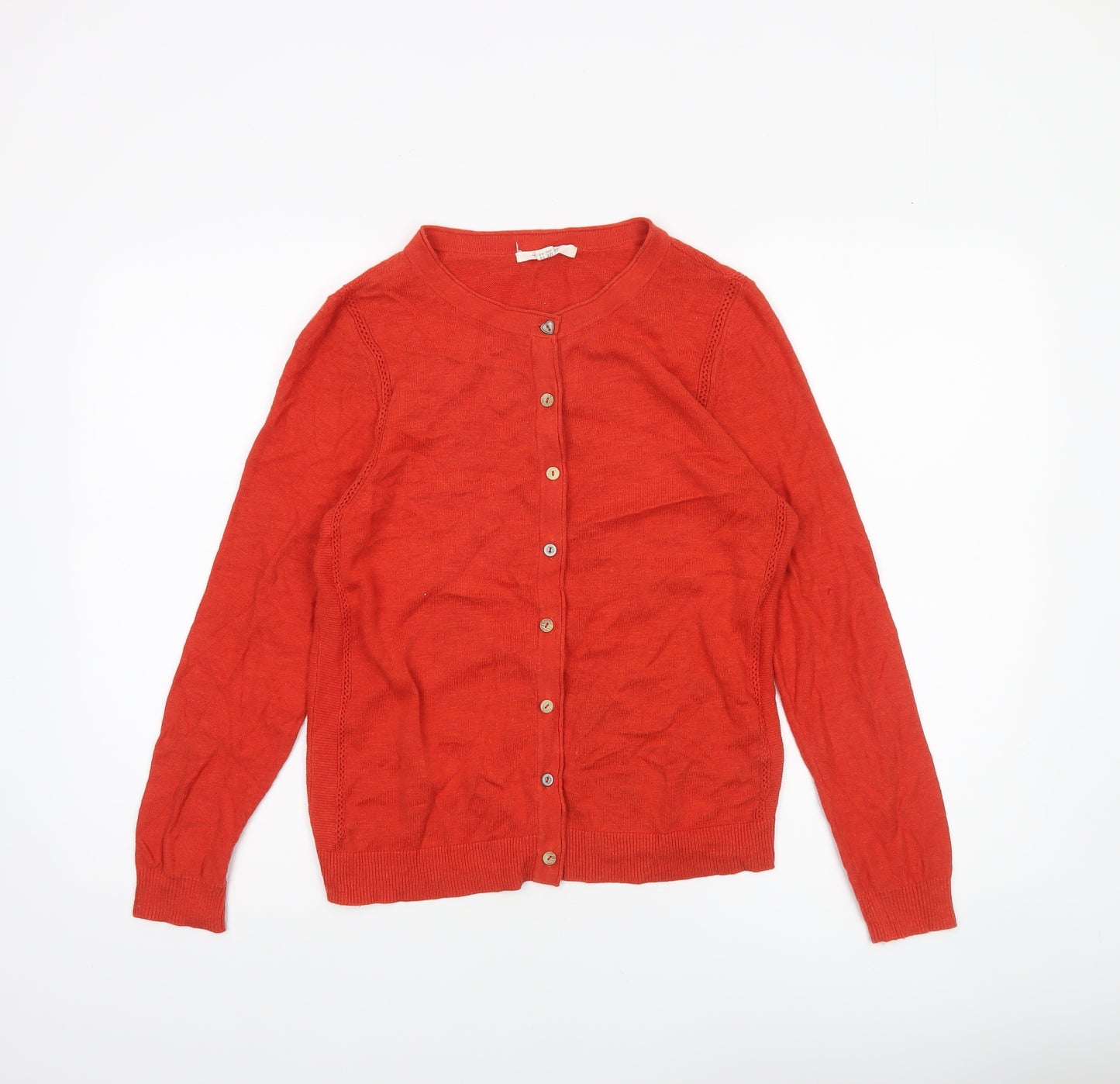 White Stuff Women Red Cotton Cardigan UK 12 Long Sleeve Knit