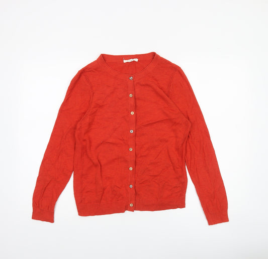 White Stuff Women Red Cotton Cardigan UK 12 Long Sleeve Knit