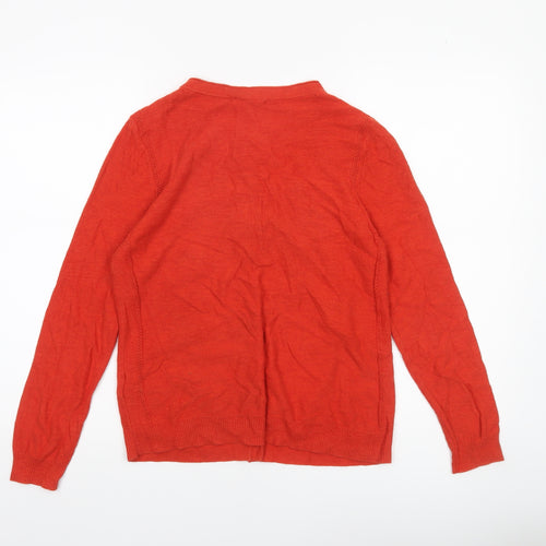 White Stuff Women Red Cotton Cardigan UK 12 Long Sleeve Knit