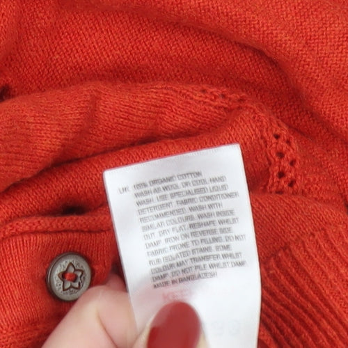 White Stuff Women Red Cotton Cardigan UK 12 Long Sleeve Knit