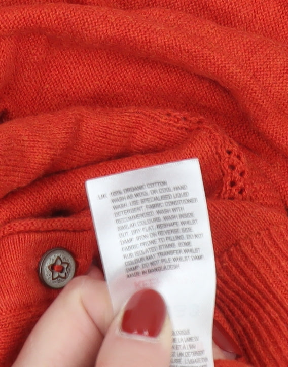 White Stuff Women Red Cotton Cardigan UK 12 Long Sleeve Knit