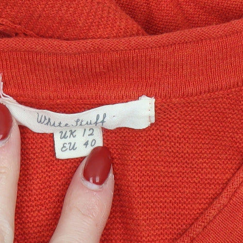 White Stuff Women Red Cotton Cardigan UK 12 Long Sleeve Knit