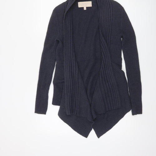 Fenn Wright Manson Women Black L Open Front Rib Knit Angora Cardigan