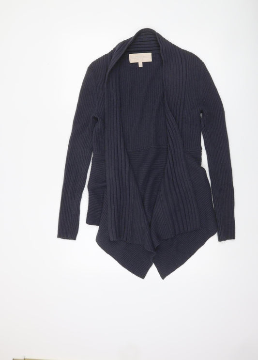 Fenn Wright Manson Women Black L Open Front Rib Knit Angora Cardigan