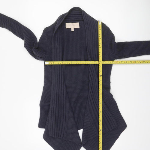 Fenn Wright Manson Women Black L Open Front Rib Knit Angora Cardigan