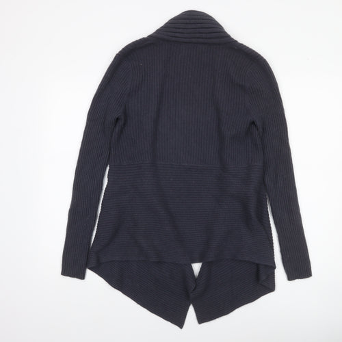 Fenn Wright Manson Women Black L Open Front Rib Knit Angora Cardigan