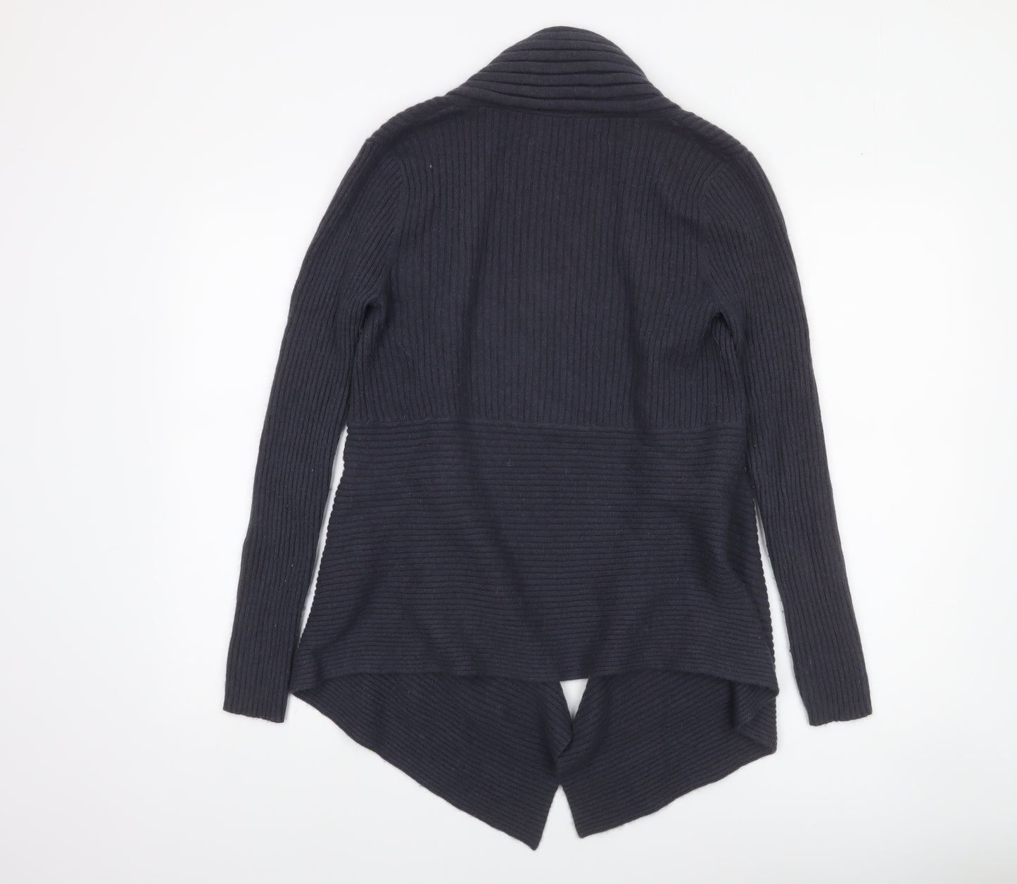 Fenn Wright Manson Women Black L Open Front Rib Knit Angora Cardigan