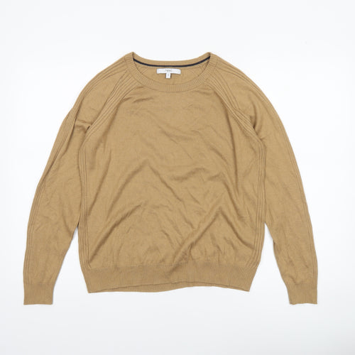 Next Women Beige Crew Neck Long Sleeve Pullover Jumper Size 14