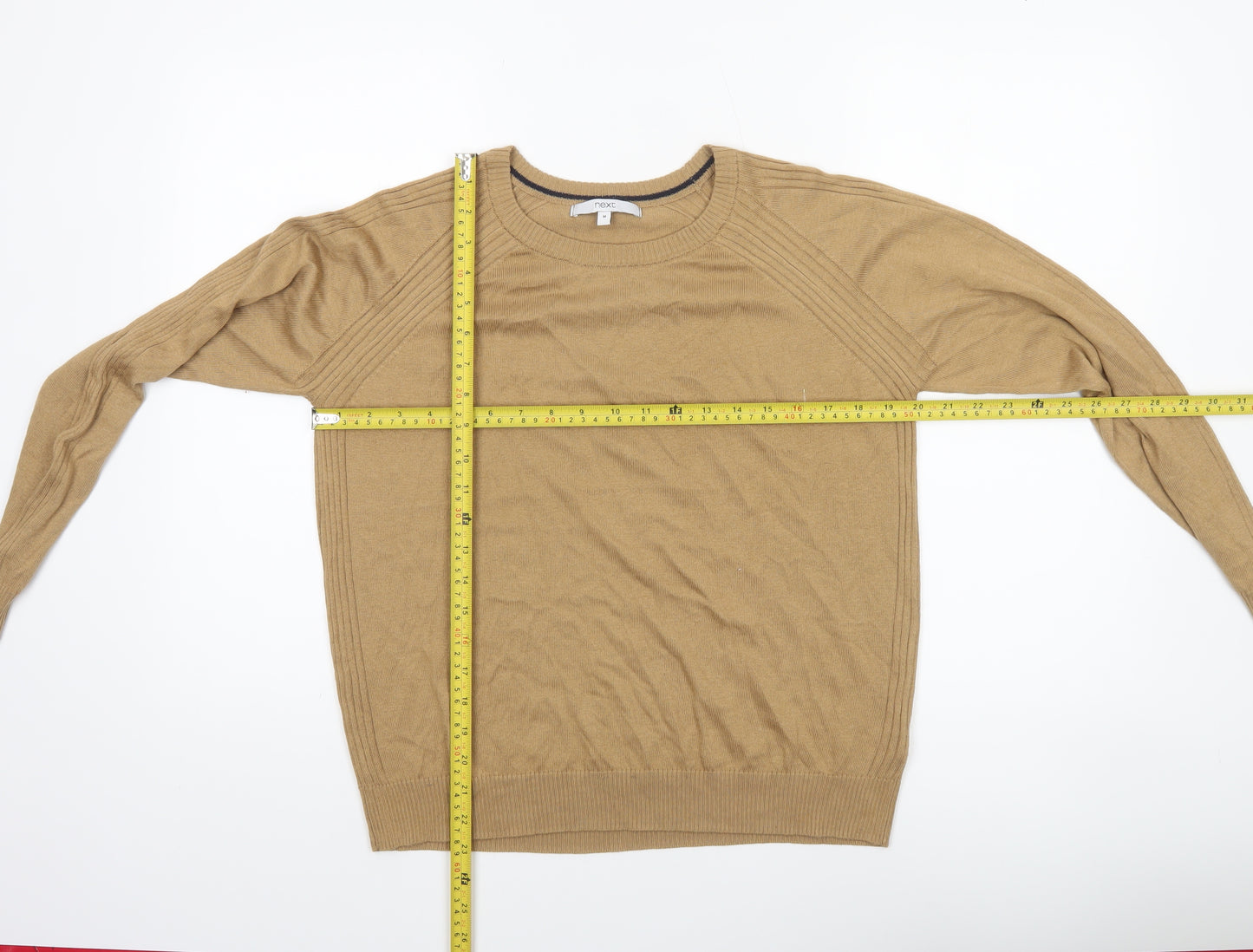 Next Women Beige Crew Neck Long Sleeve Pullover Jumper Size 14