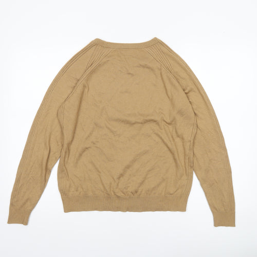 Next Women Beige Crew Neck Long Sleeve Pullover Jumper Size 14