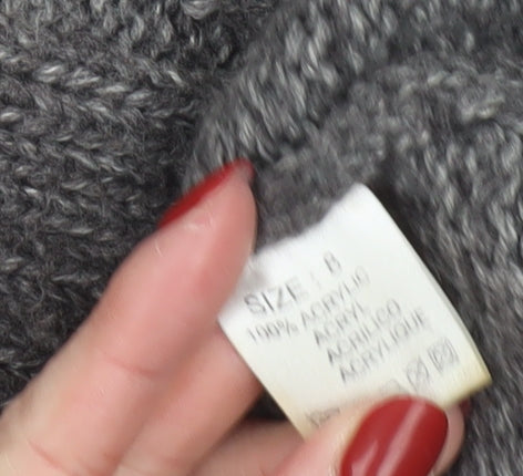 QED London Women’s Grey Cable-Knit Sleeveless V-Neck Jumper Dress Size 8