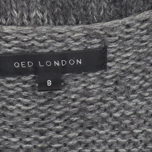 QED London Women’s Grey Cable-Knit Sleeveless V-Neck Jumper Dress Size 8