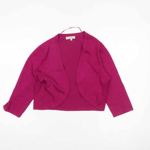 Hobbs Women Pink Medium Open Front 3/4 Sleeve Cardigan