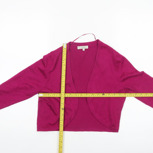 Hobbs Women Pink Medium Open Front 3/4 Sleeve Cardigan
