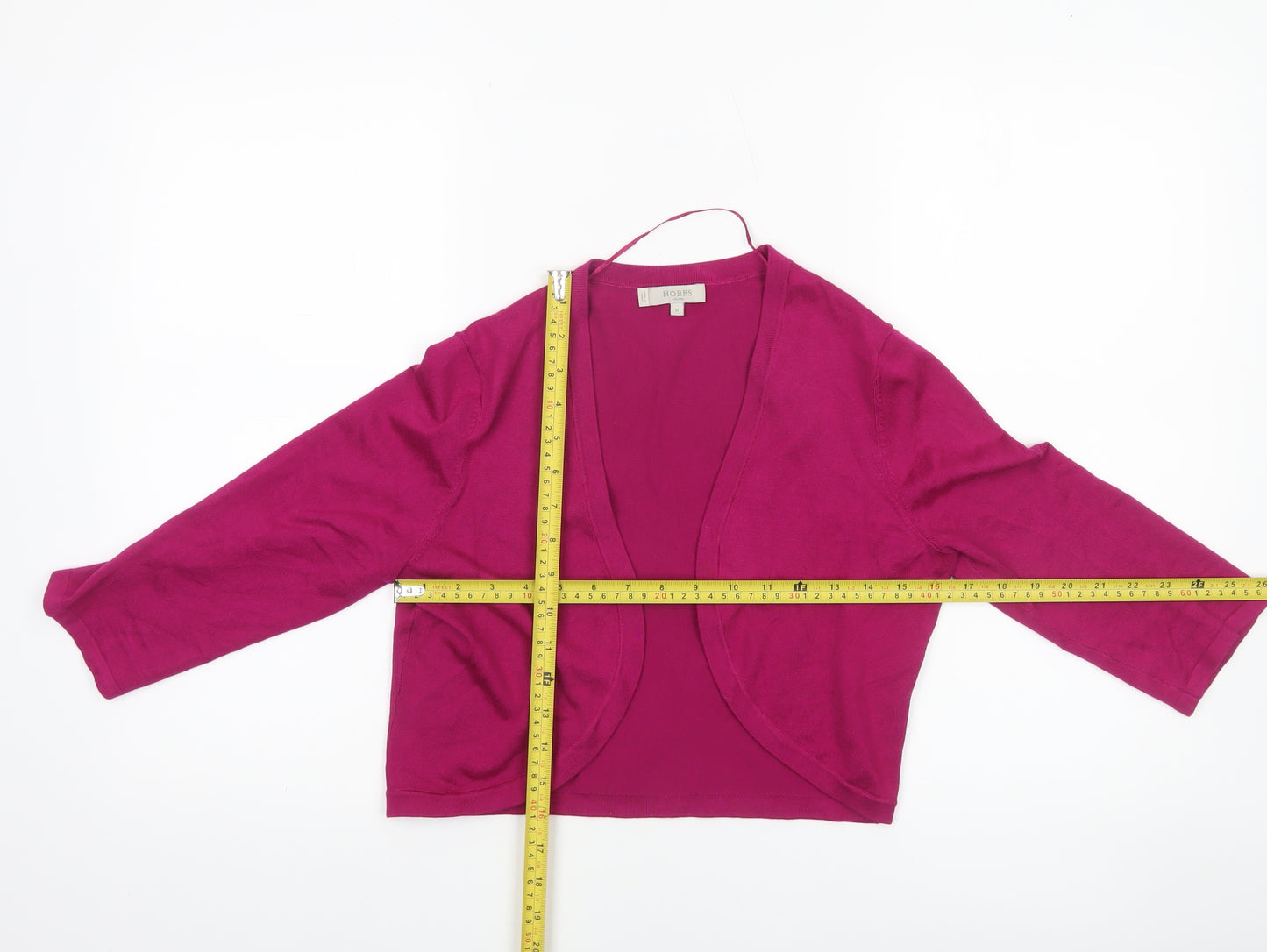 Hobbs Women Pink Medium Open Front 3/4 Sleeve Cardigan