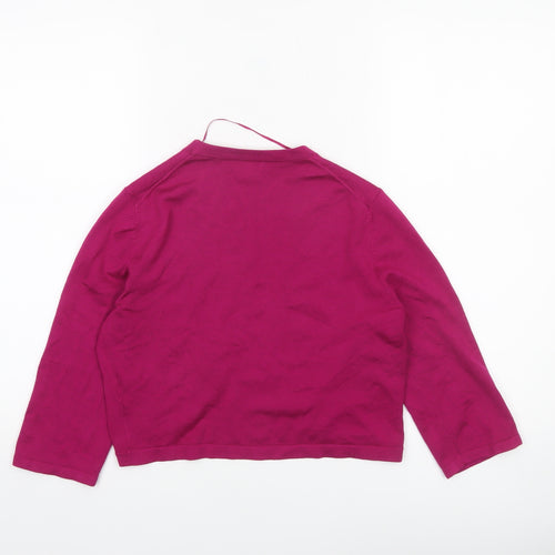 Hobbs Women Pink Medium Open Front 3/4 Sleeve Cardigan