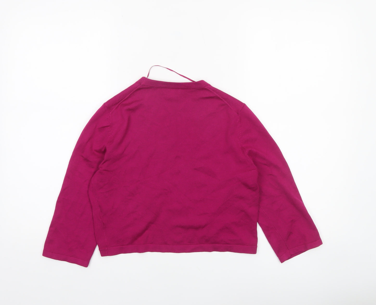 Hobbs Women Pink Medium Open Front 3/4 Sleeve Cardigan