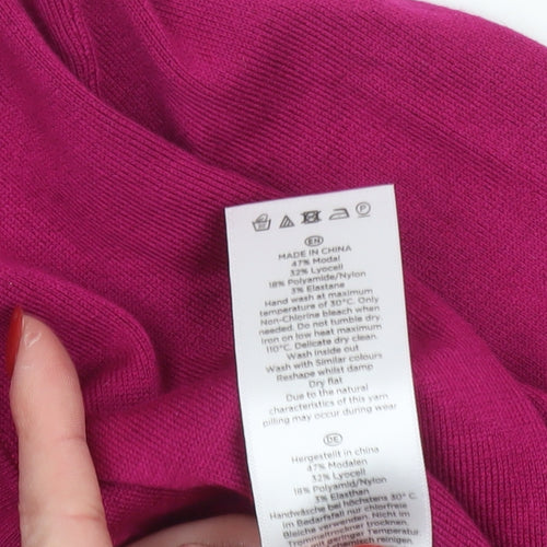 Hobbs Women Pink Medium Open Front 3/4 Sleeve Cardigan