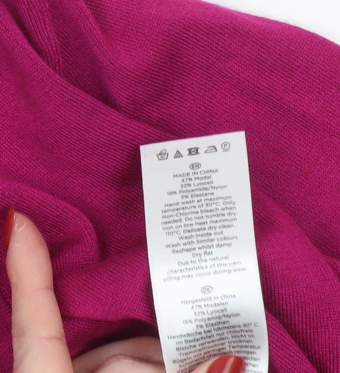 Hobbs Women Pink Medium Open Front 3/4 Sleeve Cardigan